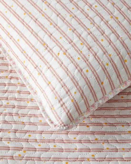 English Home Belle Band - Bedsprei 160x220 cm – 2-persoons – Multifunctionele Sprei – Polyester – Roze – Roze/beige 200 x 220cm