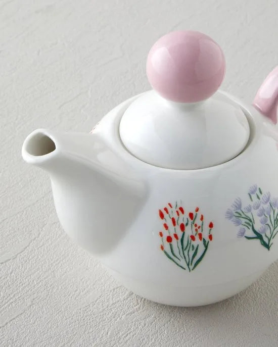 English Home Blossom Frame Bone China Theepot Set – 400 & 290 ml – Roze & Wit – Elegante Thee- en Koffieset