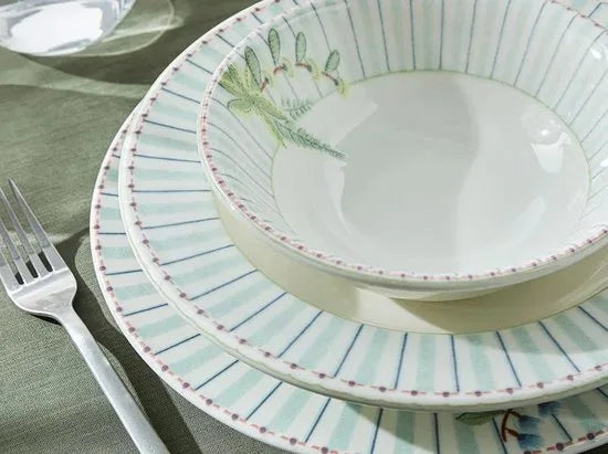 English Home Bordenset - Summery - Dinerborden - 2 Persoons - 8 stuks - Porselein - Blauw
