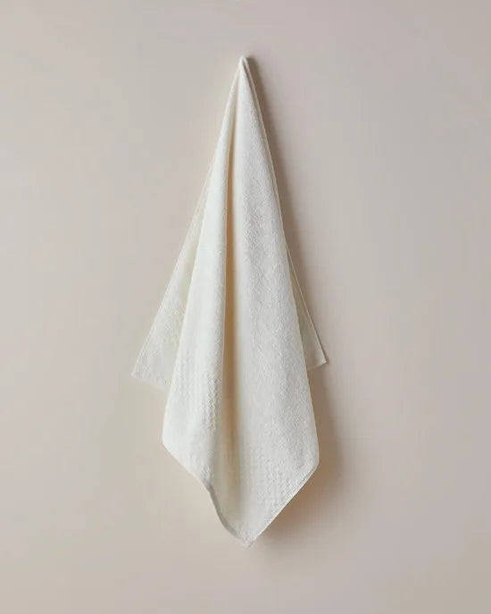English Home Border Check Badhanddoek 70x140 cm – 100% Katoen– Luxe Handdoek voor Badkamer en Spa – Beige/Ivoor
