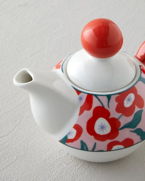 English Home Bright Parade Bone China Theepot Set – 400 & 290 ml – Rood – Elegante Thee- en Koffieset