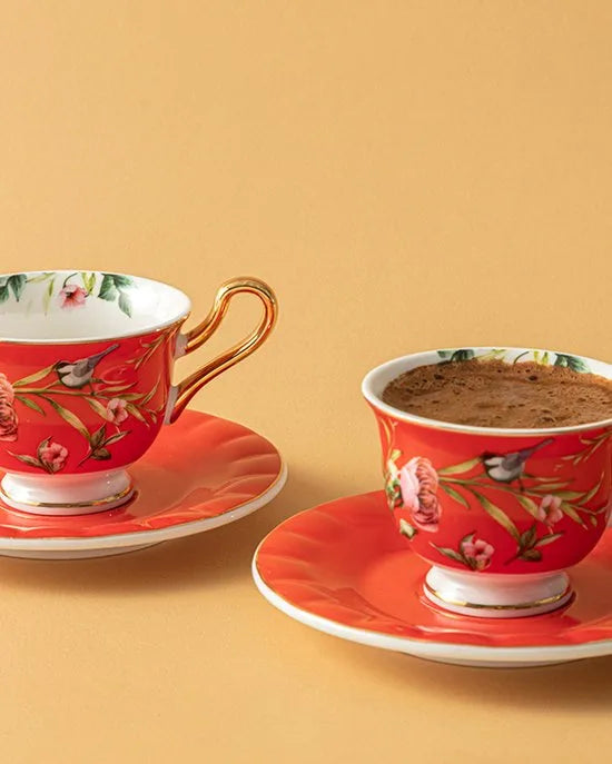 English Home - China Mokken Set - 2 Stuks - 90 ml - Rood