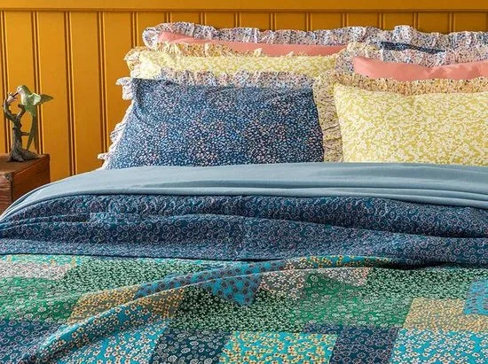 English Home dekbed zonder overtrek - Bedrukt dekbed - Wasbaar - 200x220 cm - Roze – Blauw Blauw (3099)