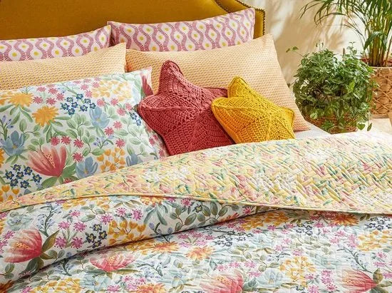 English Home dekbed zonder overtrek - Bedrukt dekbed - Wasbaar - 200x220 cm - Geel