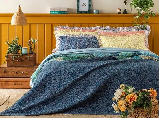 English Home dekbed zonder overtrek - Bedrukt dekbed - Wasbaar - 200x220 cm - Blauw