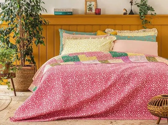 English Home dekbed zonder overtrek - Bedrukt dekbed - Wasbaar - 200x220 cm - Roze