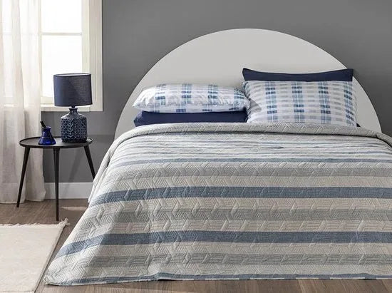 English Home dekbed zonder overtrek - Bedrukt dekbed - Wasbaar - 200x220 cm - Roze – Blauw Blauw (3013)