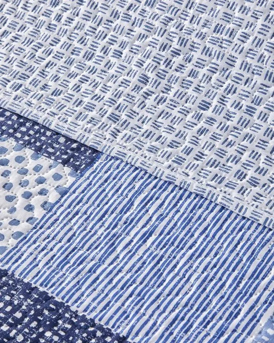 English Home - Dekbed zonder overtrek - Harlem - Eenpersoons -Multi Cover Purpose -Double sided - Bedrukt dekbed - Bedsprei – Zomerdeken - Wasbaar - 160x220 cm - Blauw