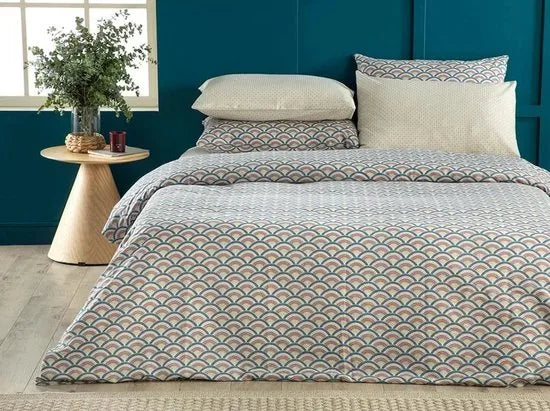 English Home dekbedovertrek - 200x220 cm - Geel – Blauw - bruin