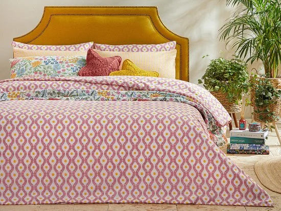 English Home dekbedovertrek - 200x220 cm - Geel – Roze