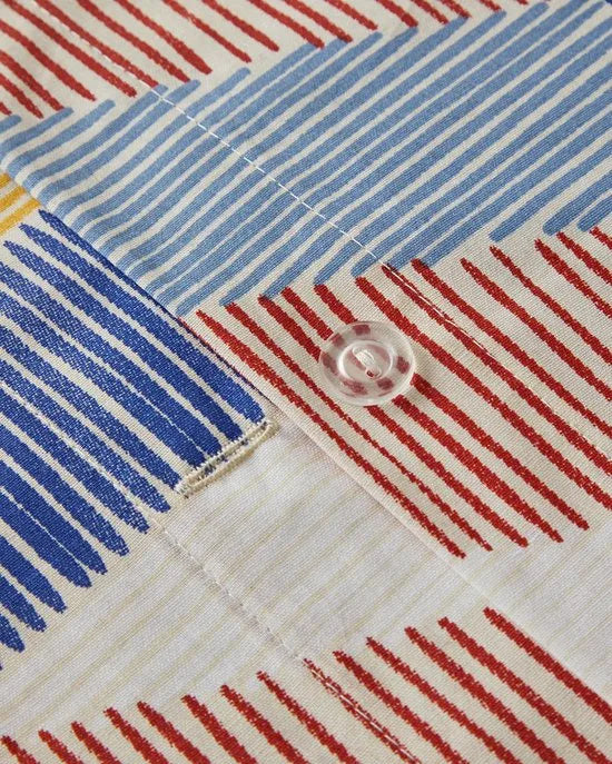 English Home - Dekbedovertrekset - 100% katoen - 200 x 220 cm - Donkerblauw kleur – Rood / geel 200 x 220cm