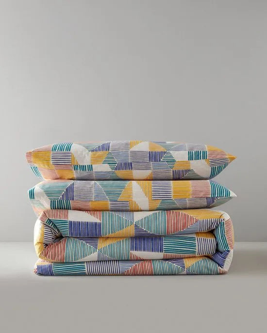 English Home - Dekbedovertrekset - 100% katoen - 200 x 220 cm - Donkerblauw kleur – Rood / geel 200 x 220cm