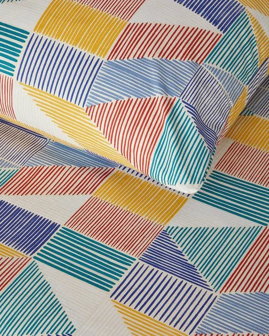 English Home - Dekbedovertrekset - 100% katoen - 200 x 220 cm - Donkerblauw kleur – Rood / geel 200 x 220cm