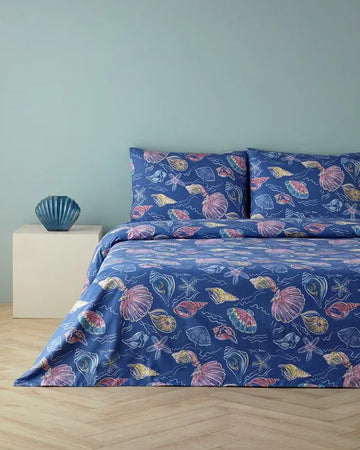 English Home - Dekbedovertrekset - 100% Katoen - King Size - 2 Kussenslopen - 240 x 220 cm - Donkerblauw