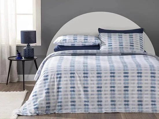 English Home dekbedovertrekset - 200x220 cm – Groen – Blauw