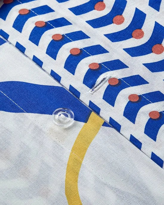 English Home Dekbedovertrekset - Abstract Marine -2 kussenslopen - 200 x 220 cm - Marineblauw/Oranje