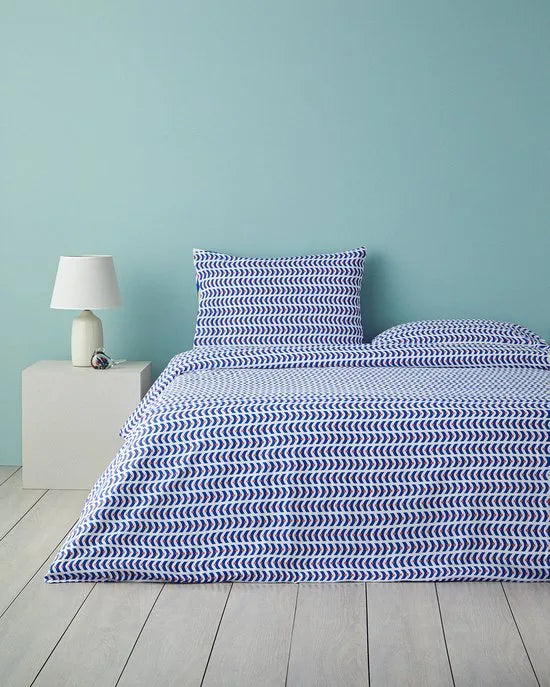 English Home Dekbedovertrekset - Abstract Marine -2 kussenslopen - 200 x 220 cm - Marineblauw/Oranje