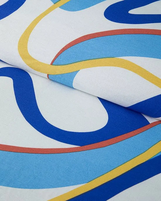 English Home Dekbedovertrekset - Abstract Marine -2 kussenslopen - 200 x 220 cm - Marineblauw/Oranje