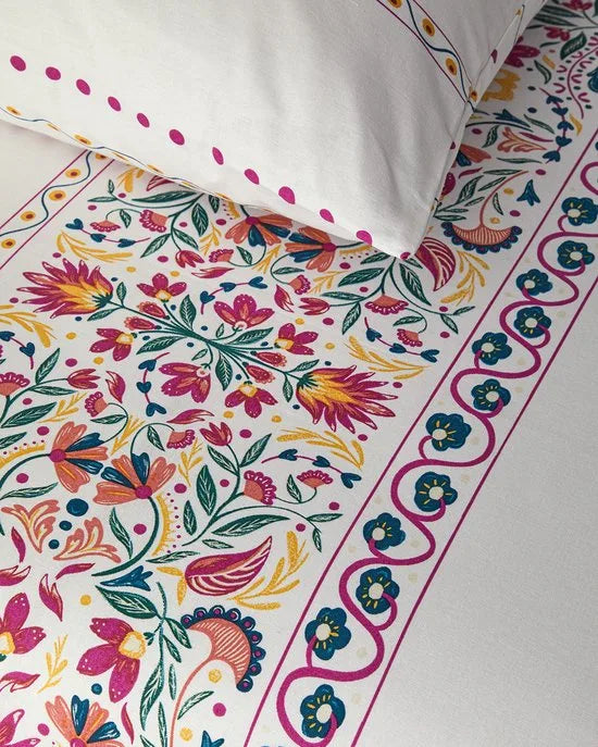 English Home - Dekbedovertrekset - Carnival -Katoen - 2 kussenslopen - 200 x 220 cm - Fuchsia