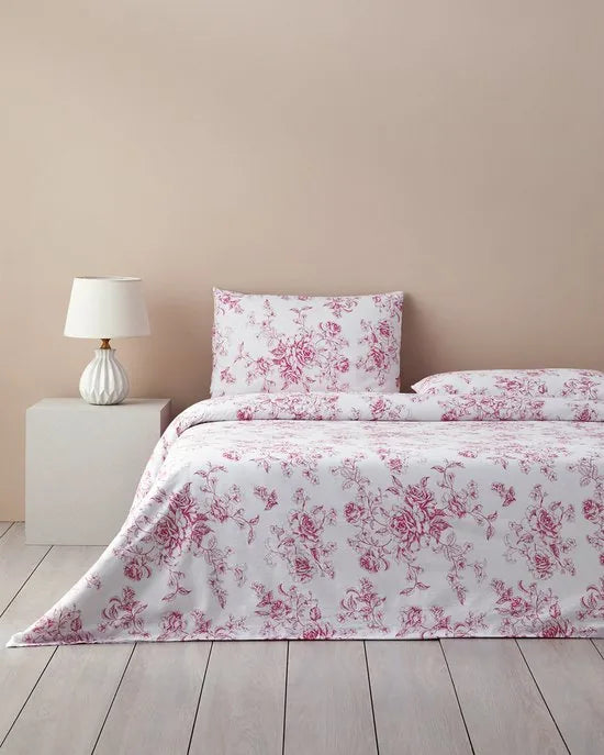 English Home - Dekbedovertrekset - Katoen - 2 kussenslopen - 200 x 220 cm - Beige – Roze-wit 200 x 220cm 200 x 220 cm Roze (7486)