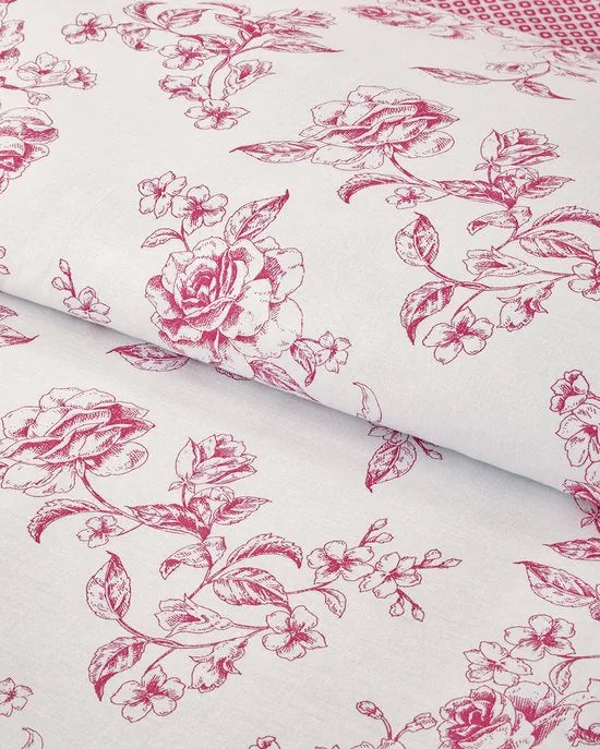 English Home - Dekbedovertrekset - Katoen - 2 kussenslopen - 200 x 220 cm - Beige – Roze-wit 200 x 220cm 200 x 220 cm Roze (7486)
