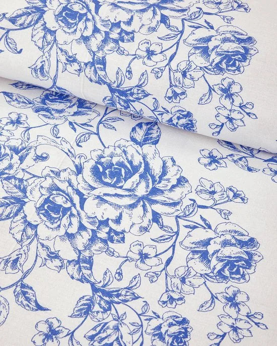 English Home - Dekbedovertrekset - Katoen - 2 kussenslopen - 200 x 220 cm - Beige – Blauw 240 x 220cm 240 x 220 cm Blauw (7431)