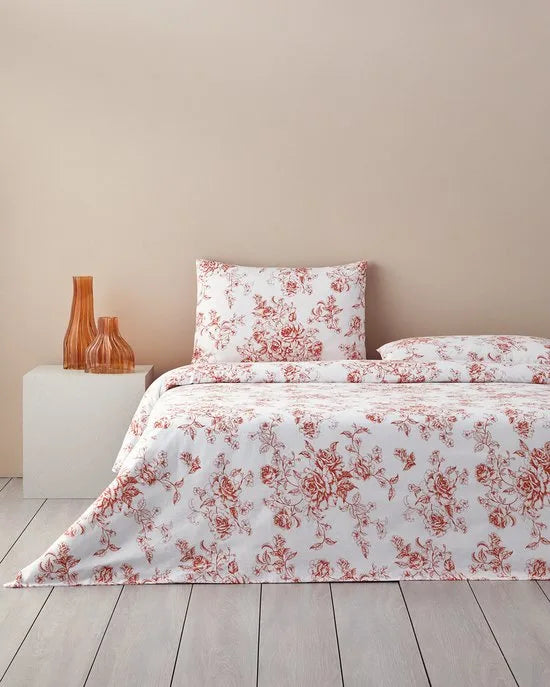 English Home - Dekbedovertrekset - Katoen - 2 kussenslopen - 200 x 220 cm - Beige – Oranje 240 x 220cm 240 x 220 cm Oranje (7462)