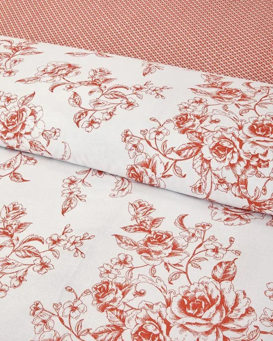 English Home - Dekbedovertrekset - Katoen - 2 kussenslopen - 200 x 220 cm - Beige – Oranje 240 x 220cm 240 x 220 cm Oranje (7462)