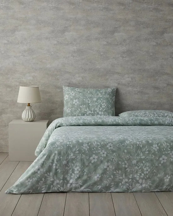 English Home - Dekbedovertrekset - Makkelijk Strijkbaar - 2 kussenslopen - 200 x 220 cm - Groen – Groen-wit