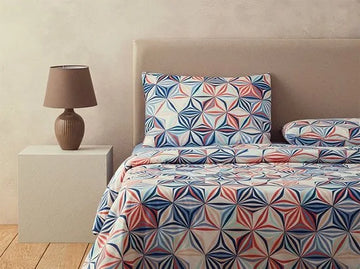 English Home - Dekbedovertrekset - Makkelijk Strijkbaar - Luxe uitvoering - 2 kussenslopen - 200 x 220 cm -Kleurrijk- Blauw