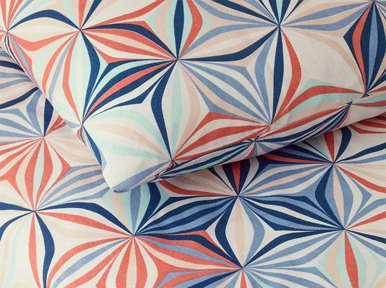 English Home - Dekbedovertrekset - Makkelijk Strijkbaar - Luxe uitvoering - 2 kussenslopen - 200 x 220 cm -Kleurrijk- Blauw