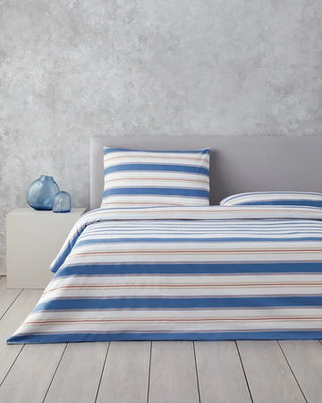 English Home Dekbedovertrekset - Natural Lines - Easy Iron - 2 kussenslopen - 200 x 220 cm - Blauw