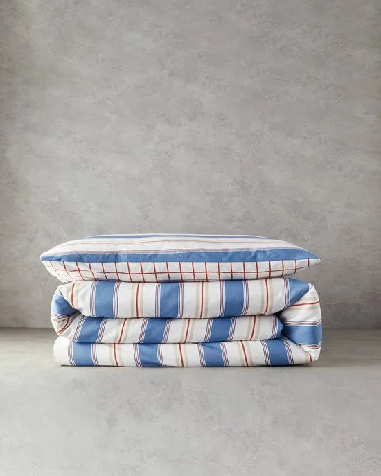English Home Dekbedovertrekset - Natural Lines - Easy Iron - 2 kussenslopen - 200 x 220 cm - Blauw