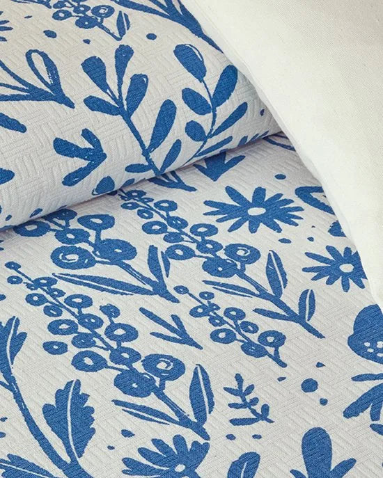 English Home - Tropical Palm Zomerdeken - Deken - Tweepersoons - 100% Katoen - 200x220 cm – Blauw/Kleurrijk – Blauw/wit
