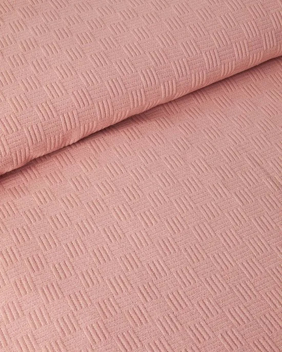 English Home - Tropical Palm Zomerdeken - Deken - Tweepersoons - 100% Katoen - 200x220 cm – Blauw/Kleurrijk – Roze