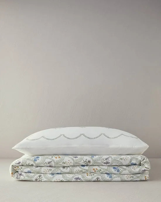 English Home Charming Lines- Zomerdeken - Tweepersoons - 100% Katoen - 200x220 cm - Kleurrijk – Groen beige 240 x 260