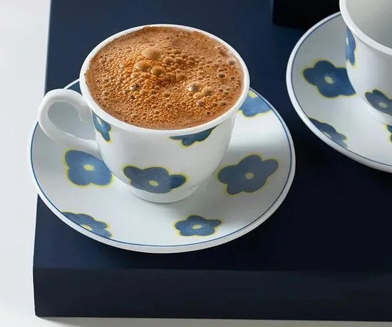 English Home espresso kopjes - Turkse koffie kopjes - 2 Persoons - 80ml - Blauw