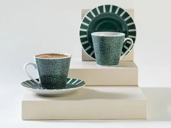 English Home espresso kopjes - Turkse koffie kopjes - 2 Persoons - 80ml - Groen