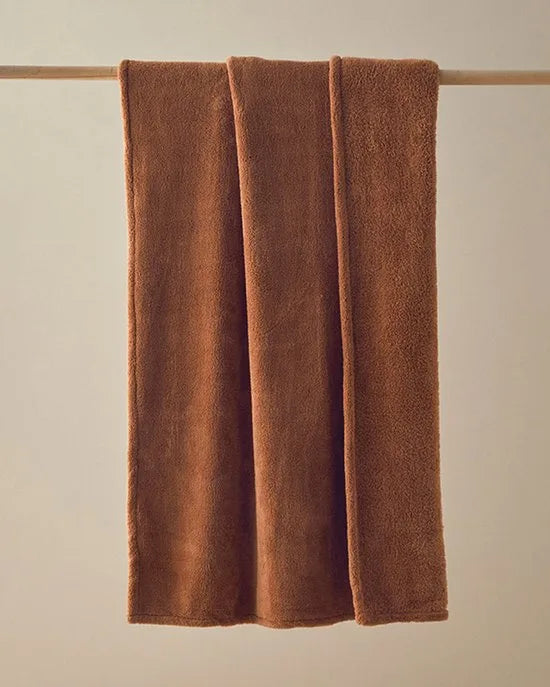 English Home - Fleece Deken - Fleece Plaid - Luxe Woondeken - Zachte deken - Tv Deken - 120x170 cm - Antraciet – Terracotta