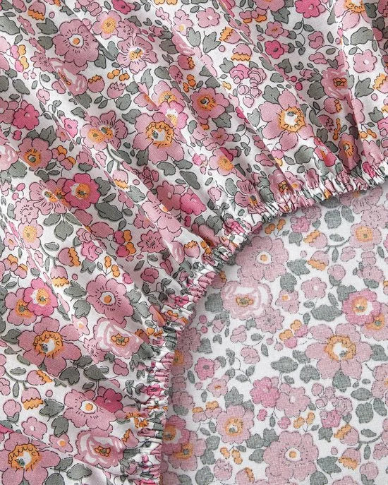 English Home – Floret Bloom Zomerdekenset - Luxe Uitvoering - Incl. Hoeslaken 160x200+30 - Incl. 2 kussenslopen - 200x 220 cm – Groen/Roze
