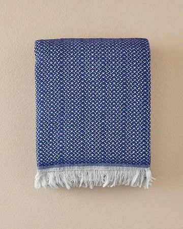 English Home - Helena - Katoen - Gebreid Plaid - Woondeken - Banksprei - 130x170 cm - Blauw