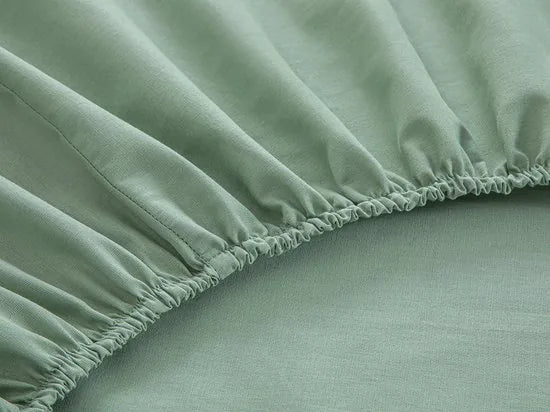 English Home hoeslaken - 100% Katoen - 140x200 cm - Donker blauw – Groen