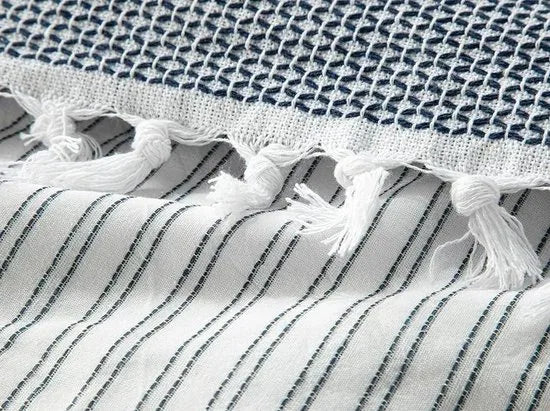 English Home King Size dekbedovertrekset - 240x220 cm – Grijs – Blauw