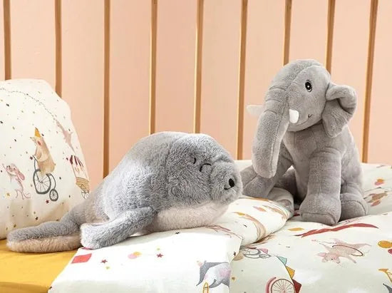 English Home knuffel dier - Olifant - 30x36 Cm - Grijs