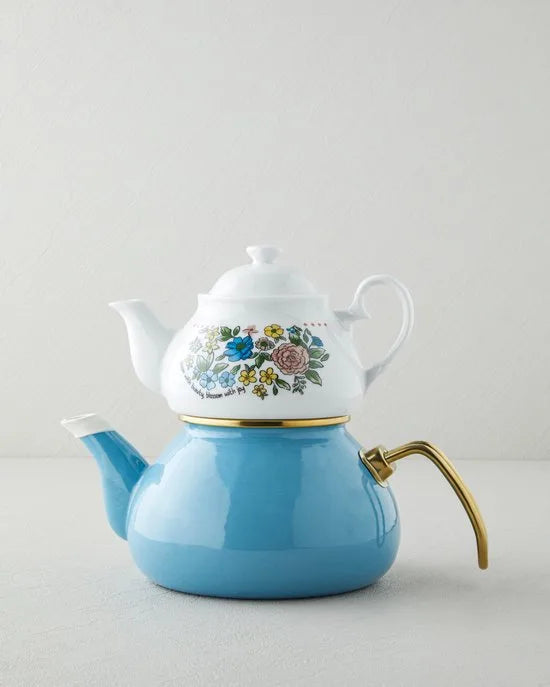 English Home Bright Parade Bone China Theepot Set – 400 & 290 ml – Rood – Elegante Thee- en Koffieset – Blauw English Home Lively Porseleinen Emaille 