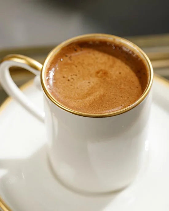 English Home Marella Espresso kopjes - Turkse koffie kopjes - 6 Persoons - 85ml - Creme/Goud