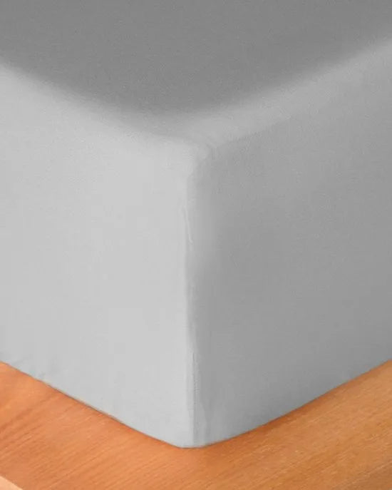 English Home - Micell Katoensatijn Premium Hoeslaken - Tweepersoons - 100% Katoen - 160x200 cm - Zilver/Grijs