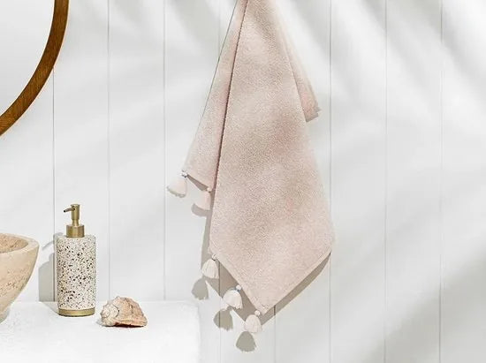 English Home Nico Cottony Fringed Face Towel 50x70 cm Light Beige-Roze- 2 stuks