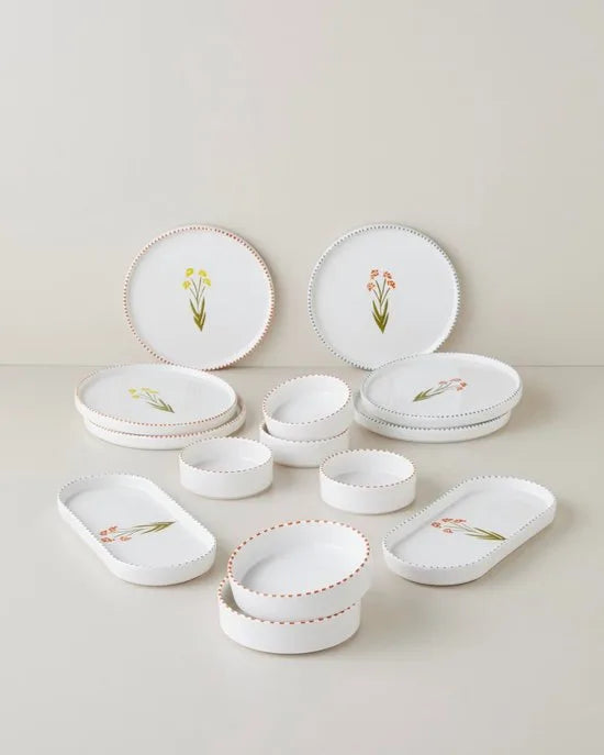 English Home -Enola Ontbijtset - Serviesset 2-Persoons - 8 delig - Kleurrijk Keramiek – Wit-blauw-beige English Home Linea Seramik Ontbijtset 14