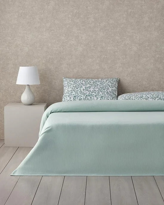English Home - Pretty Ivy Zomerdekenset - Luxe Uitvoering - Incl. Hoeslaken 160x200+30 - Incl. 2 kussenslopen - 200x 220 cm - Groen/Turqoise – Model 2